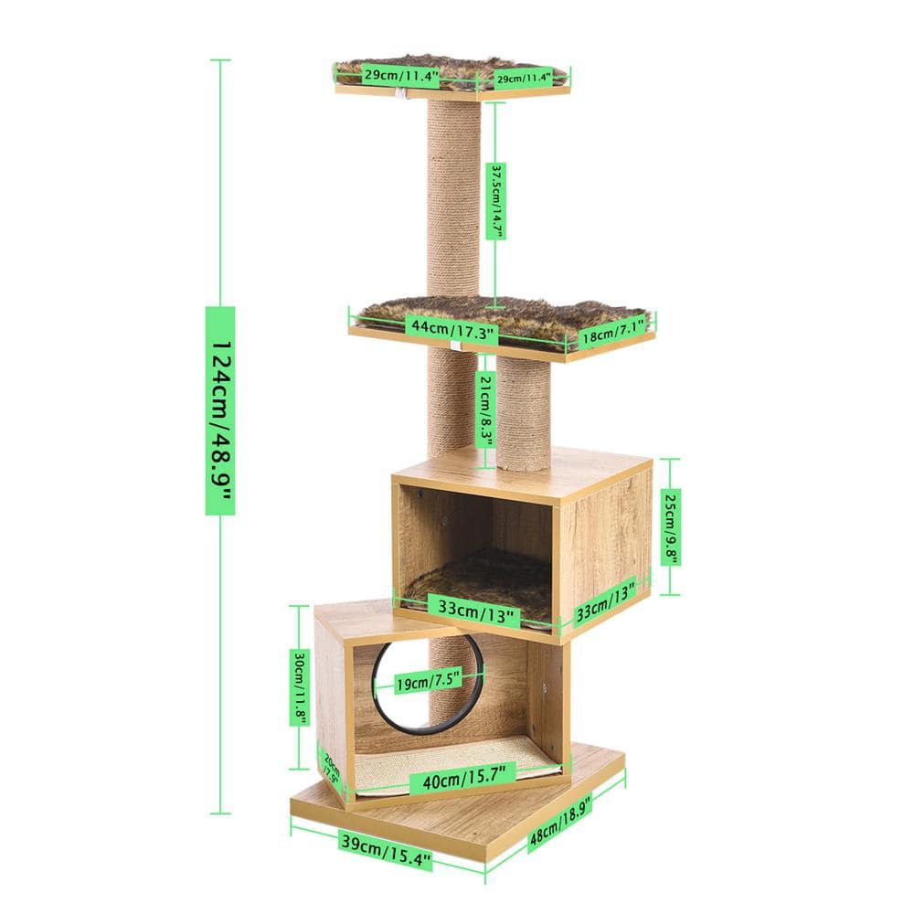 Foobrues Cat Tree Modern Cat Tower Sisal Scratching Post Double Condos L-W79632986