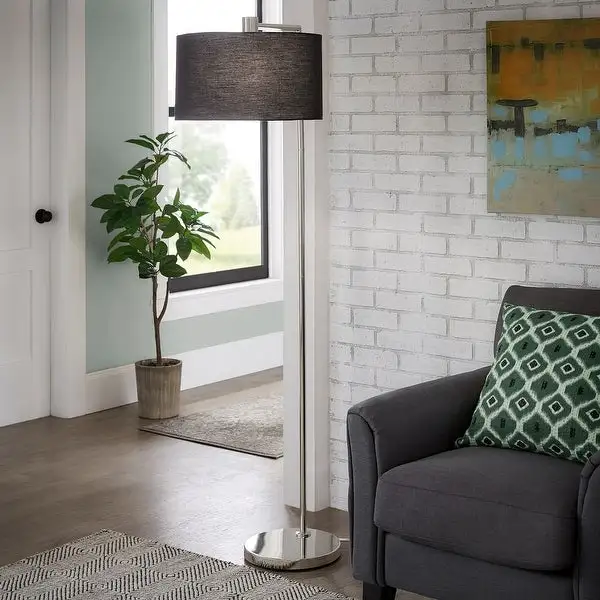 Hilda Contemporary Brushed Steel Floor Lamp by iNSPIRE Q Modern