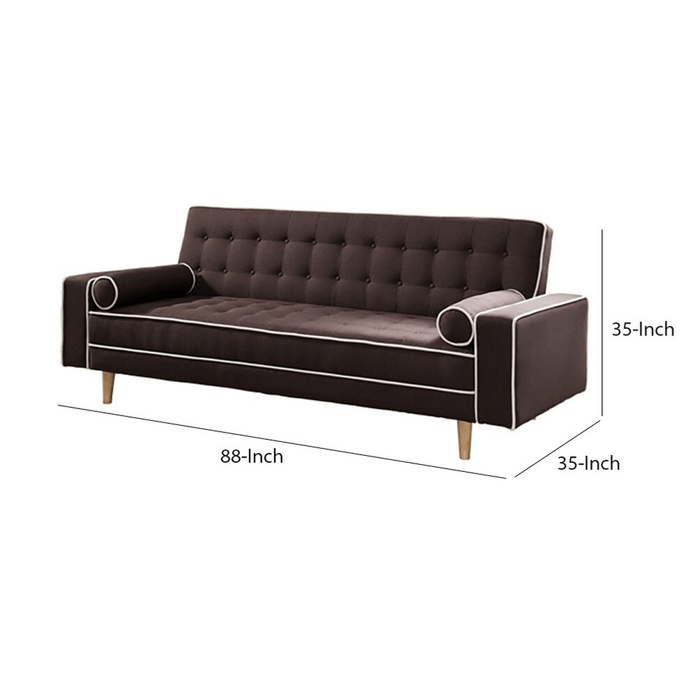 Futon Sofa Bed With Matching Bolsters  Dark Brown