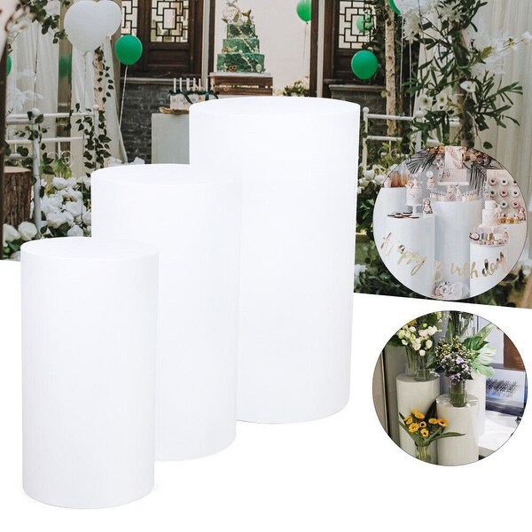 3PCS Cylindrical Cake Display Pillar Round Pedestal Display - 12.99*23.62''