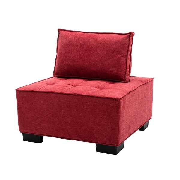 Living Room Ottoman Lazy Chair Small Accent Chair with Solid Wood Legs