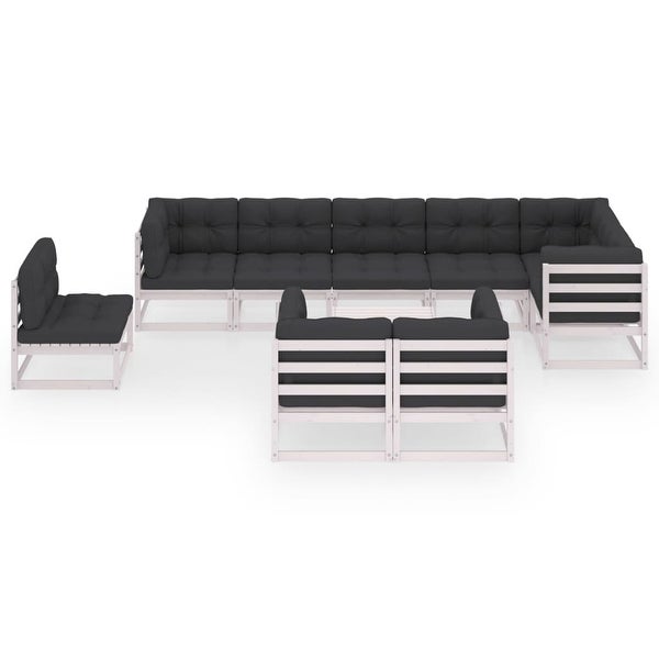 10 Piece Garden Lounge Set with Cushions Solid Pinewood - Overstock - 35107587