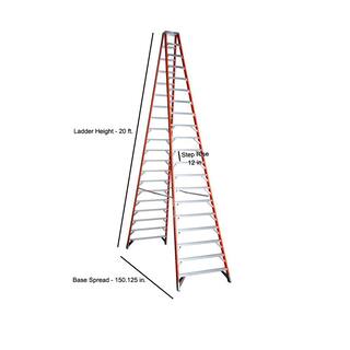 Werner 20 ft. Fiberglass Twin Step Ladder with 300 lbs. Load Capacity Type IA Duty Rating T7420