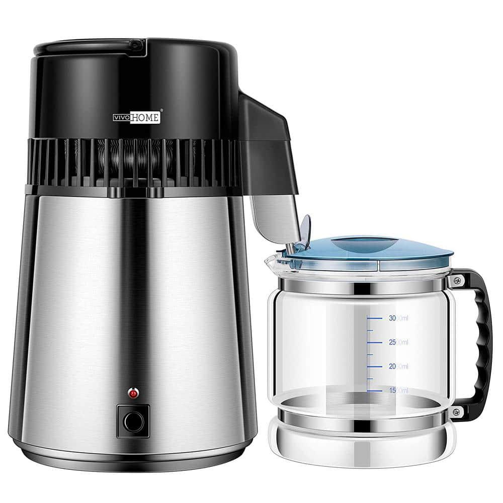 VIVOHOME 16Cup Brushed 304 Stainless Steel Water Distiller Machine with a Switch Purifier Filter