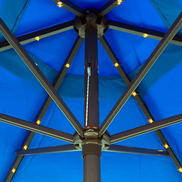 9 x27 X 9 x27 Round Lighted Patio Umbrella Blue Tropishade