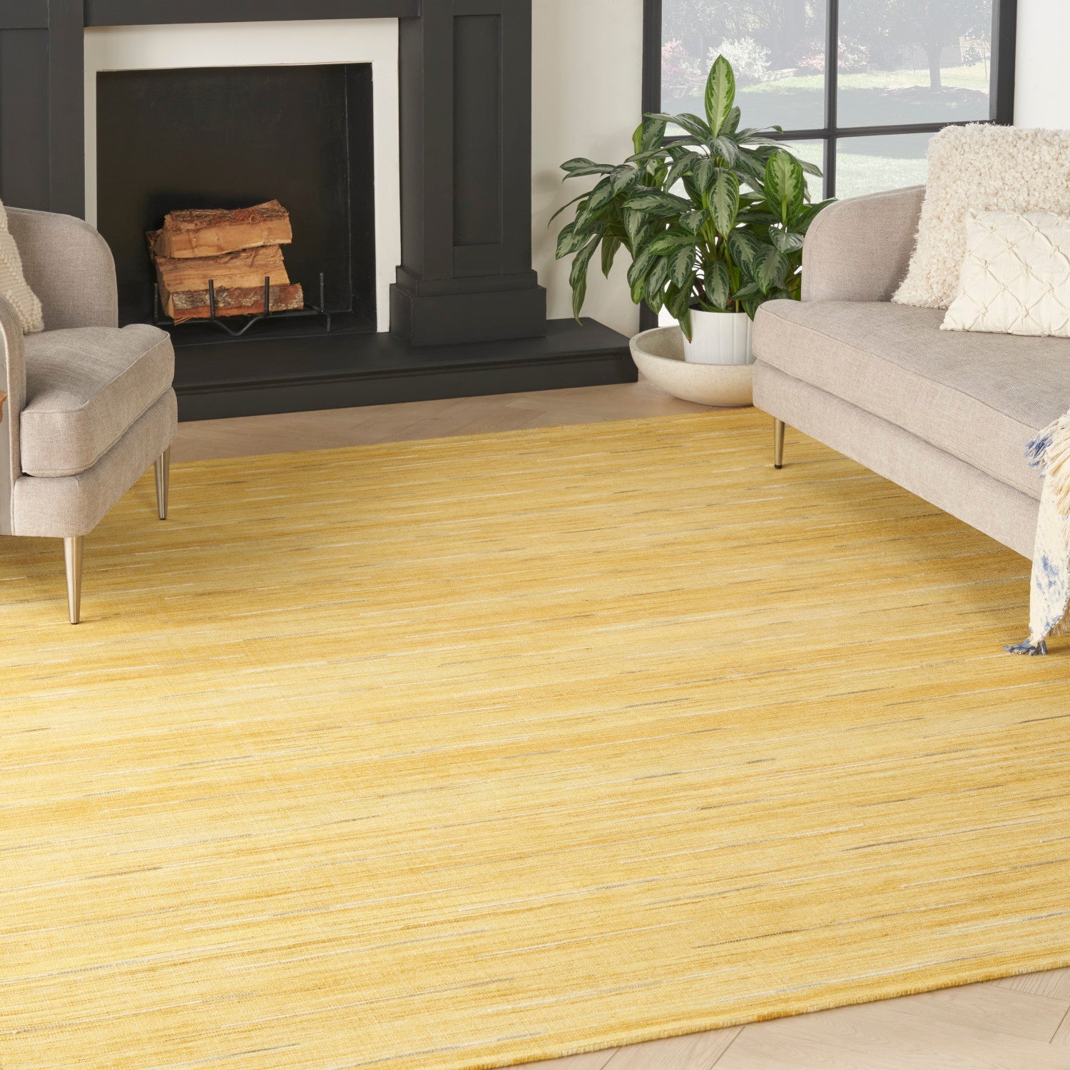 Interweave Yellow Modern Rug