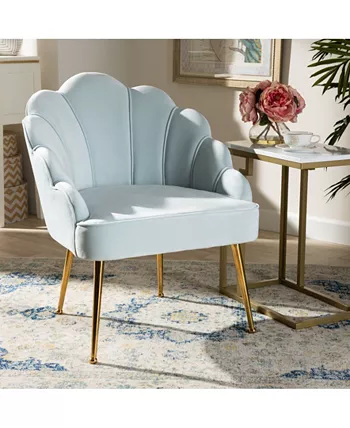 Furniture Furniture Cinzia Glam and Luxe Upholstered Seashell Shaped Accent Chair