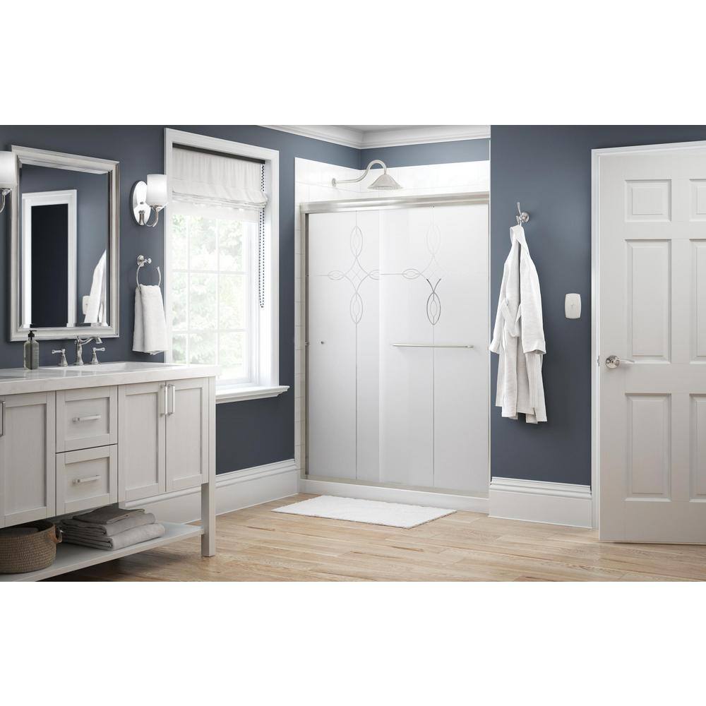 Delta Simplicity 60 in. x 70 in. Semi-Frameless Traditional Sliding Shower Door in Nickel with Tranquility Glass 1118066