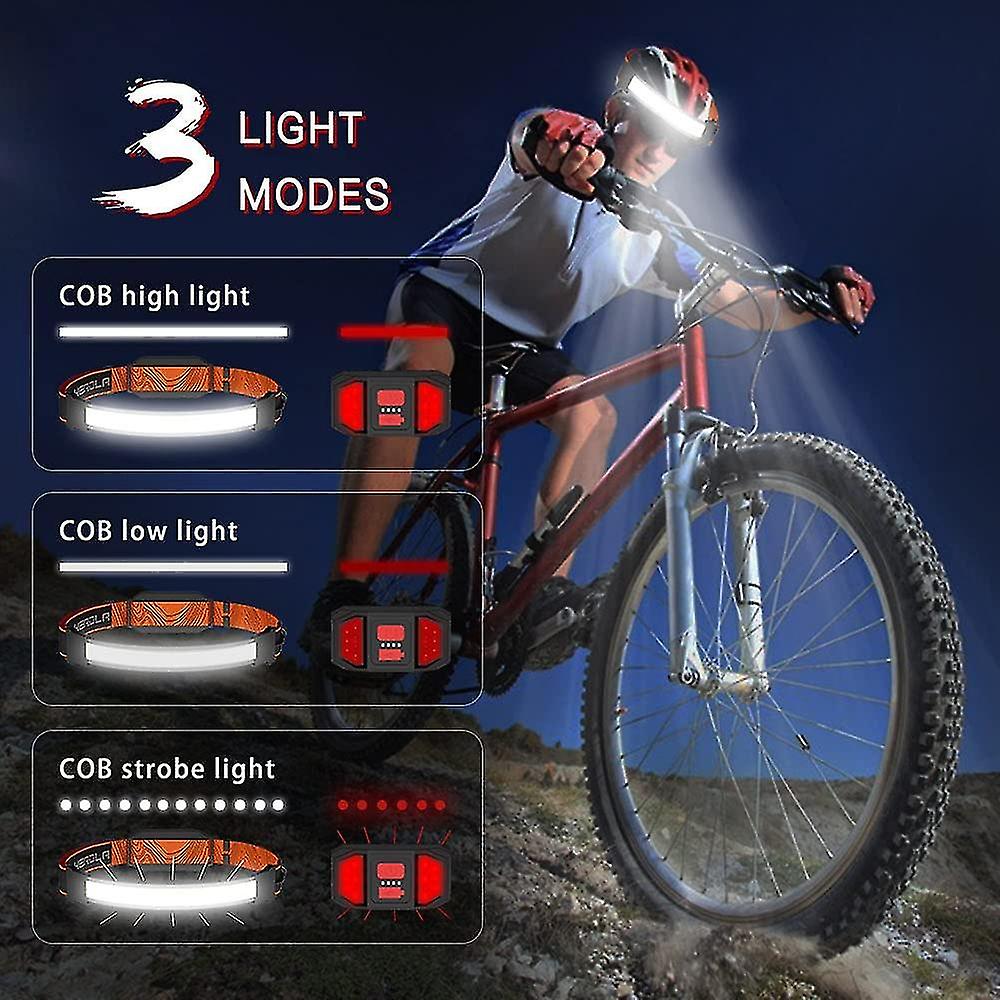 Headlamp Rechargeable， 2-pack Head Lamp Flashlight Broad Beam Usb Led Headlight With Red Safety Taillight Ultra Bright Hard Hat Light Head Light