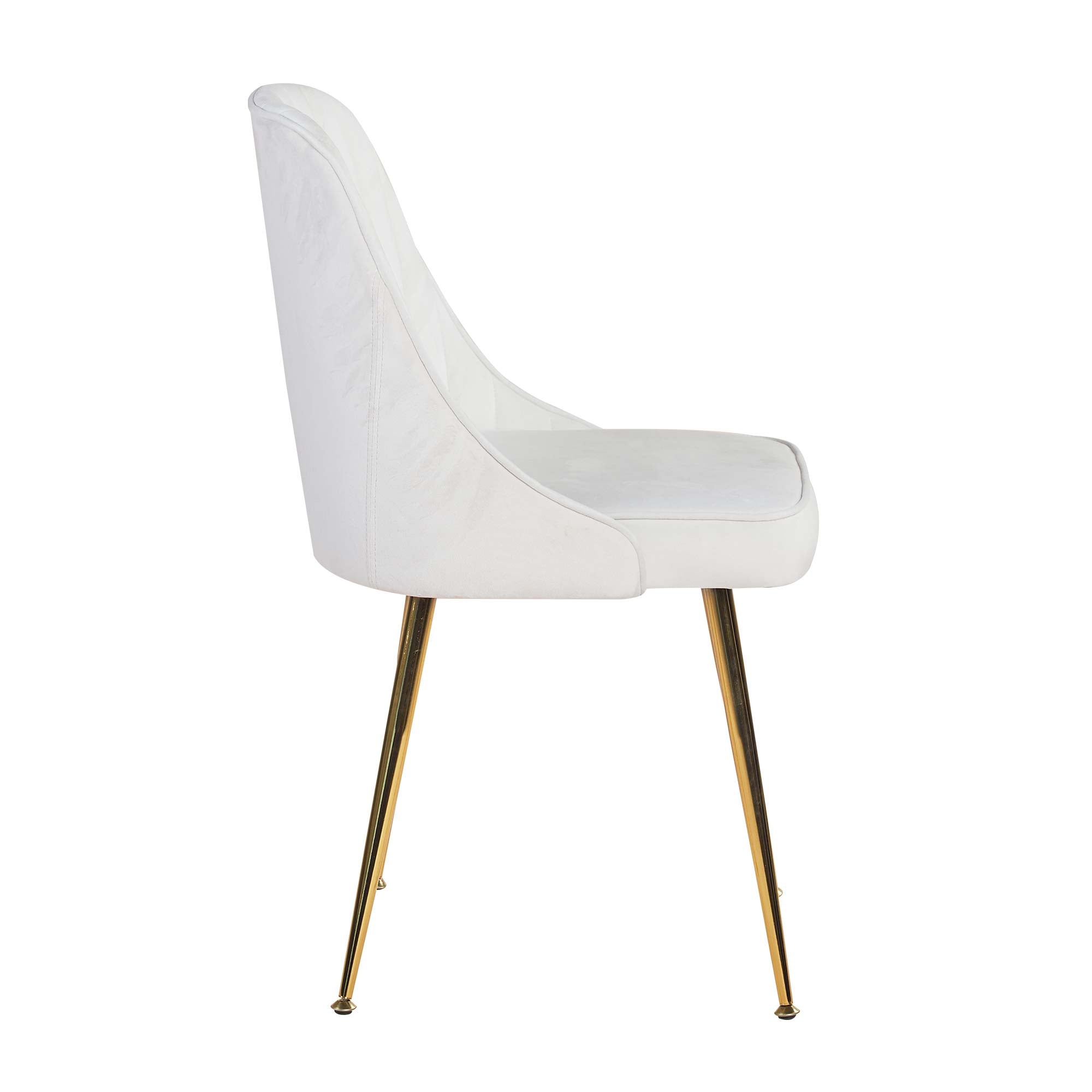 MOJAY Velvet Dining Chairs with Golden Legs， Set of 2， White