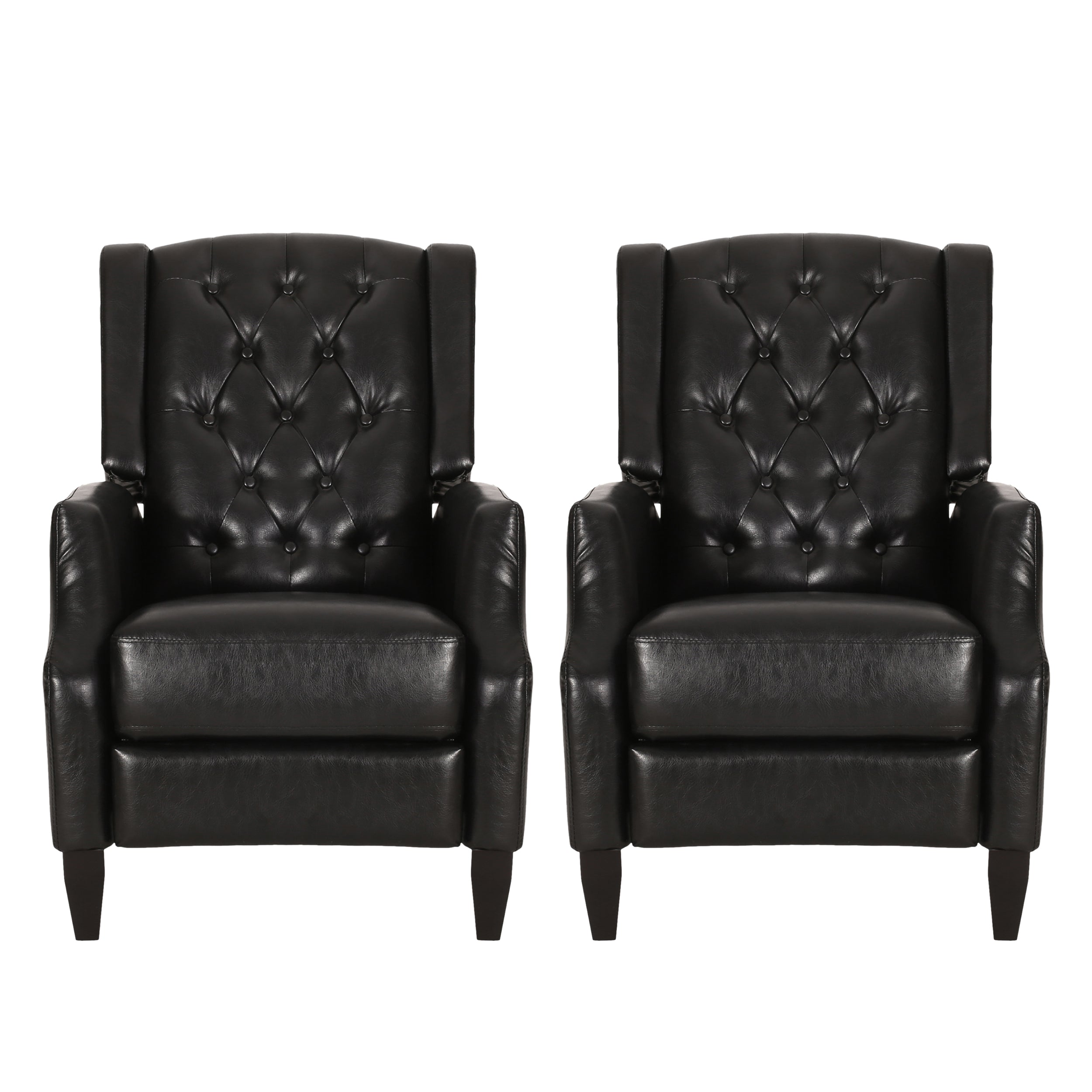 Loubar Contemporary Faux Leather Tufted Pushback Recliners, Set of 2