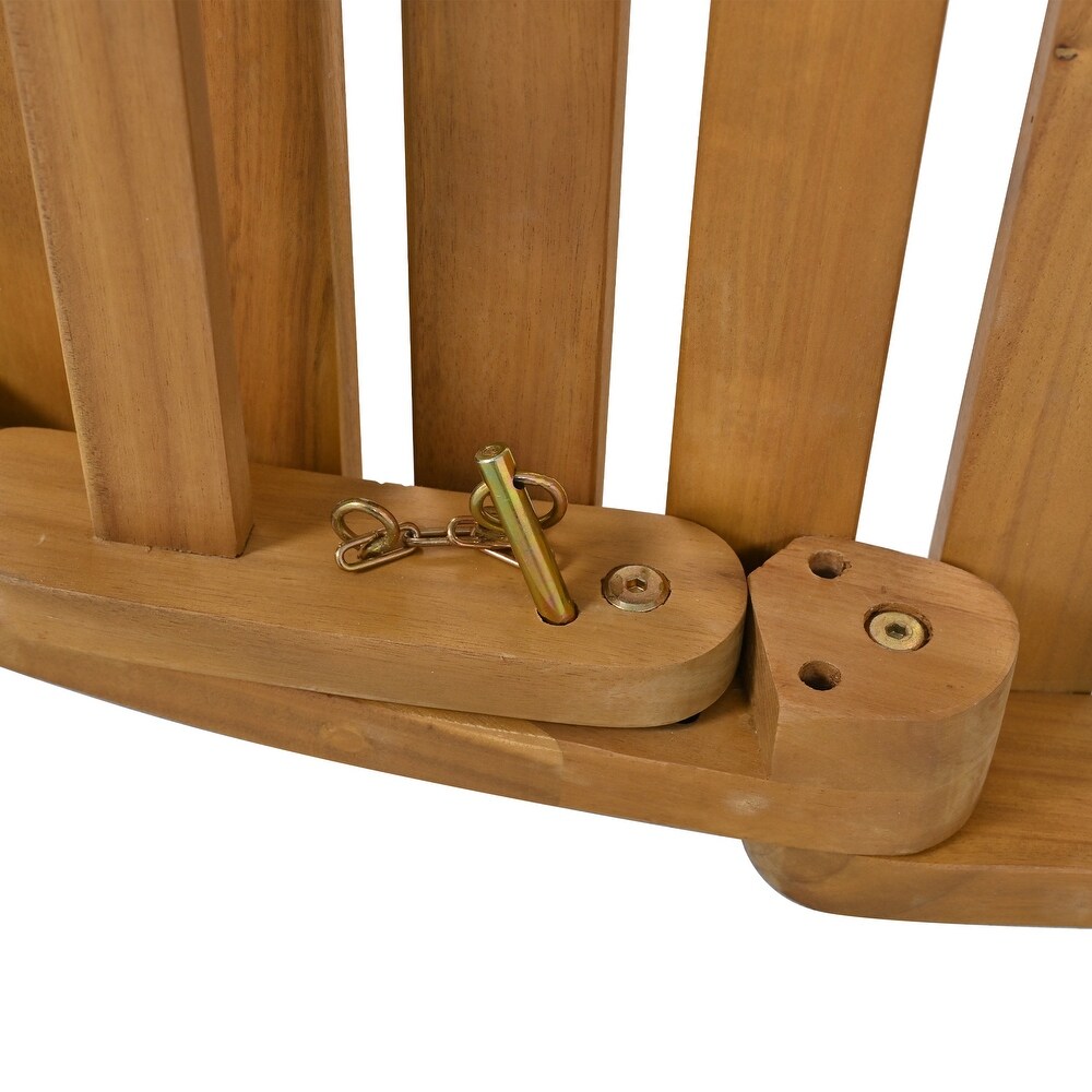 Outdoor Patio Wood Portable Extended Chaise Lounge Set with Foldable Tea Table