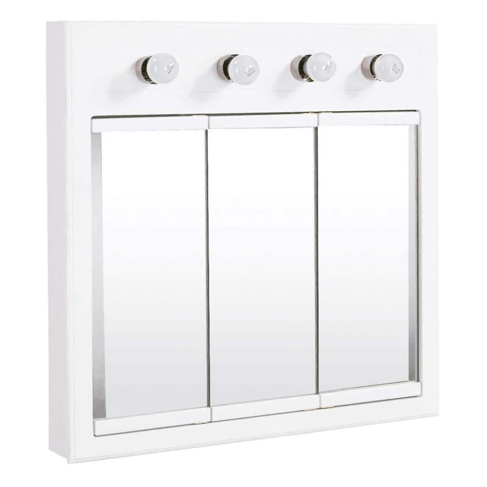 Design House Concord 30 in x 30 in SurfaceMount 4Light TriView Medicine Cabinet in White Gloss