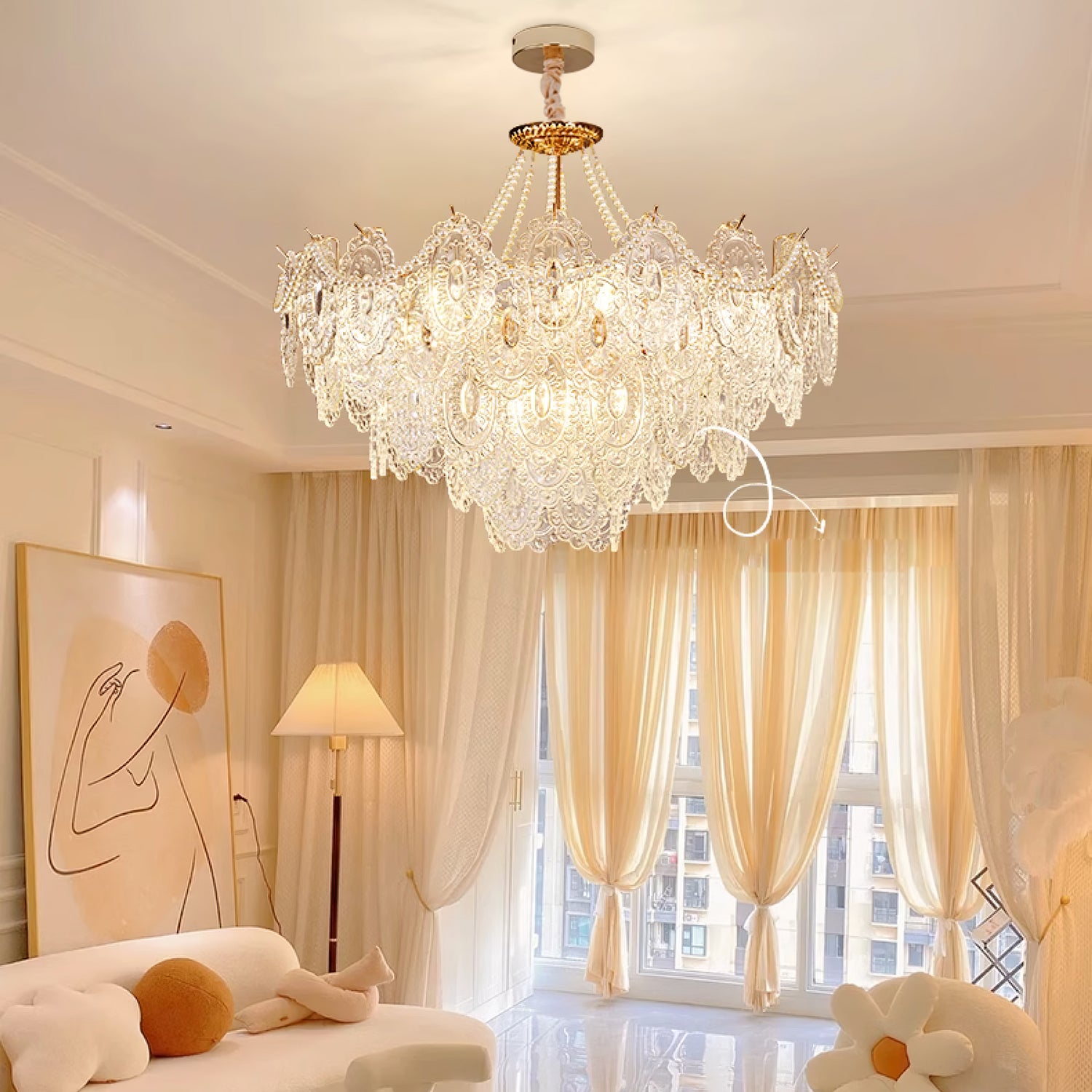 Pearls Glass Chandelier