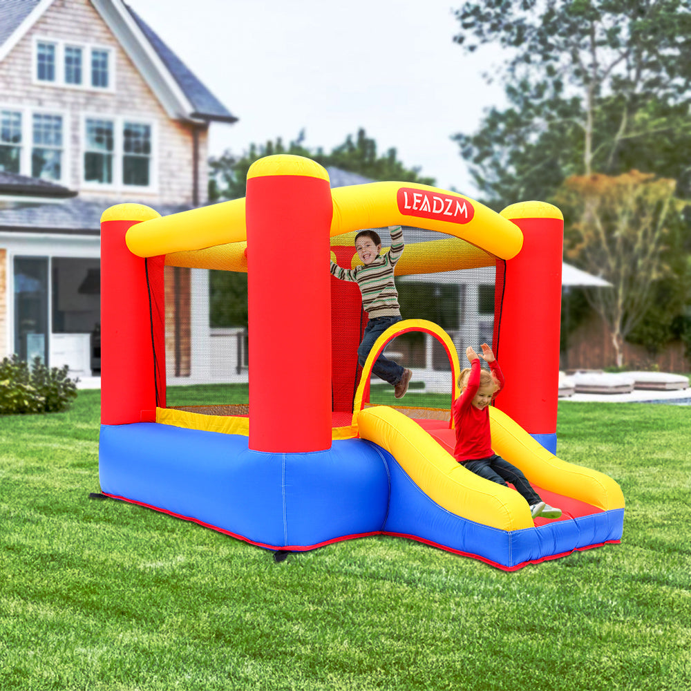 Children's safety inflatable bounce house, inflatable castle 420D Oxford cloth + 840D jump surface with basket frame (including fan)