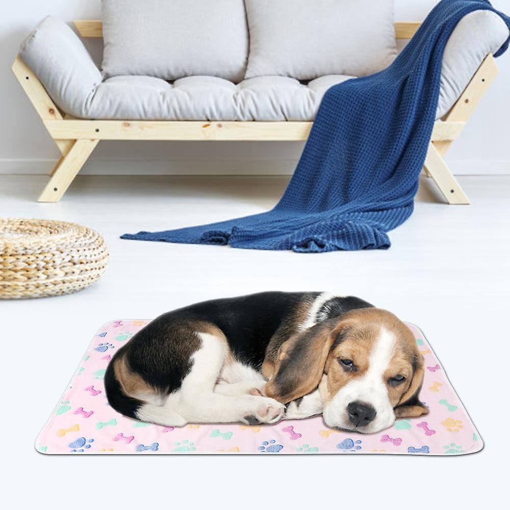 Warm Paw Bone Pattern Pet Dog Cat Mat Blanket Autumn Winter Bed Cushion (light Pink 76x52cm)