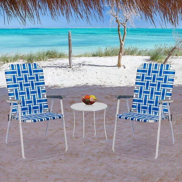 2pcs Foldable Portable Beach Chair Camping Chairs - Overstock - 36369406