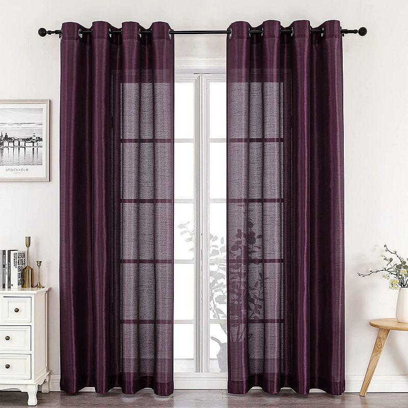 Kate Aurora Home Living 2 Piece Lightweight Basic Sheer Grommet Top Curtain Panels