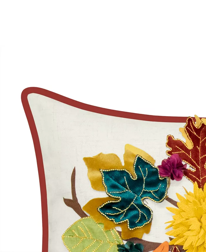 Edie@Home Harvest Dimensional Leaves Lumbar Decorative Pillow， 14