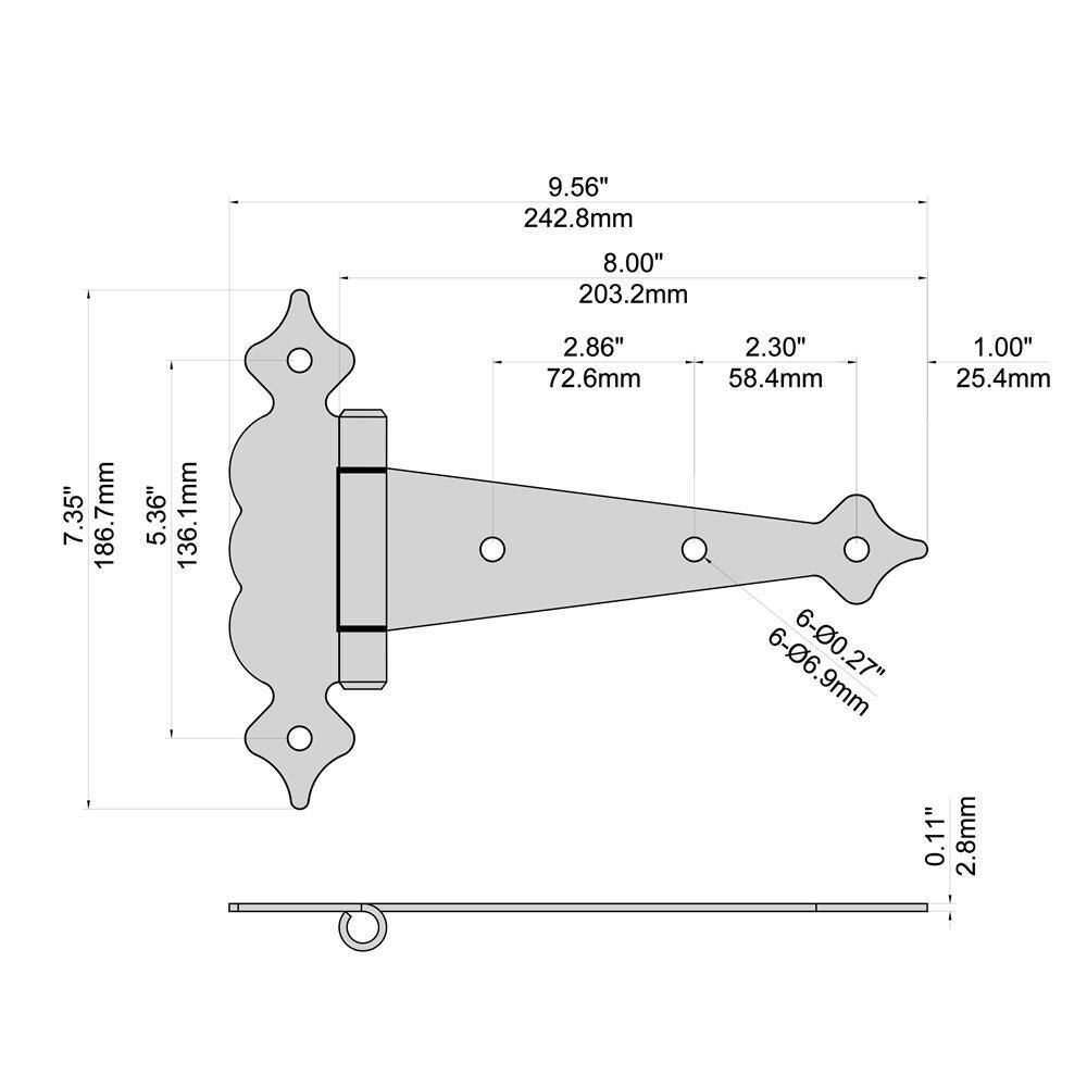 Everbilt Black Stainless Steel Decorative Gate Tee Hinge and Latch Set 60209