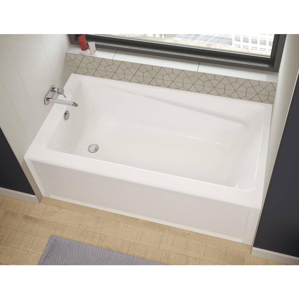 MAAX New Town 59 in. x 32 in. Acrylic Left Drain Rectangular Alcove Soaking Bathtub in White 105456-000-001-001