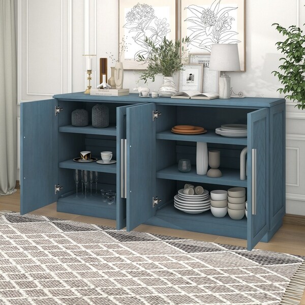 4 Doors Sideboard Kitchen Buffet Cabinet with Adjustable Shelves