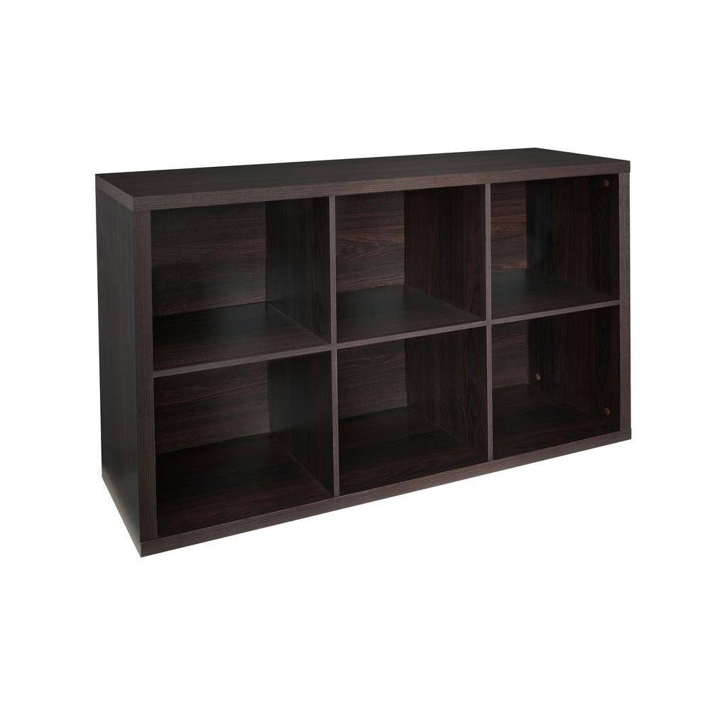 ClosetMaid 44 in. H x 30 in. W x 14 in. D Black Walnut Wood Look 6-Cube Storage Organizer 4109