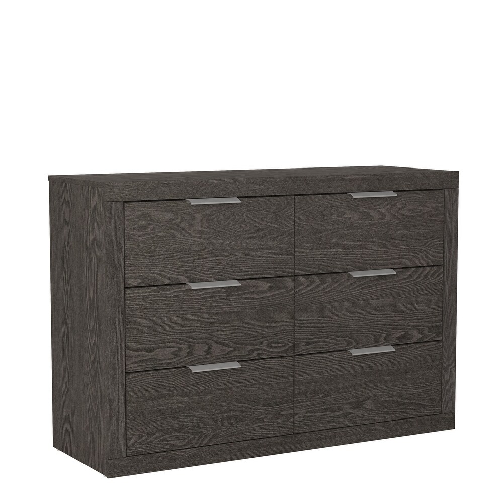 GALANO Harlowin 6 Drawer Dark Gray Oak Dresser 31.7 in. × 46.5 in. × 16.1 in.