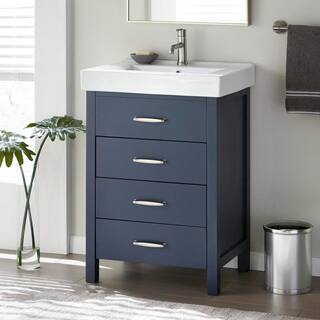 Home Decorators Collection Cedarton 24 in. W x 18 in. D Vanity in Midnight Blue with Ceramic Vanity Top in White with White Sink Cedarton 24MB