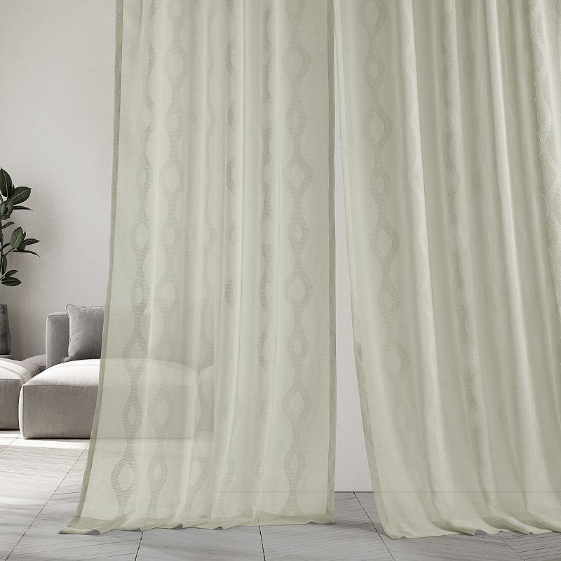 EFF 1-panel Vega Patterned Linen Sheer Window Curtain