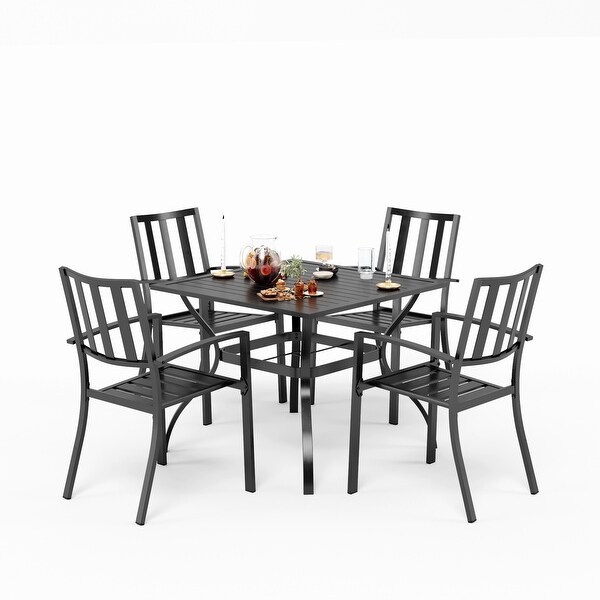 5piece Outdoor Ecoated Patio Dining Set with Stackable Chairs