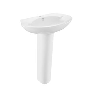 Swiss Madison Plaisir Rounded Pedestal Sink in Glossy White SM-PS309