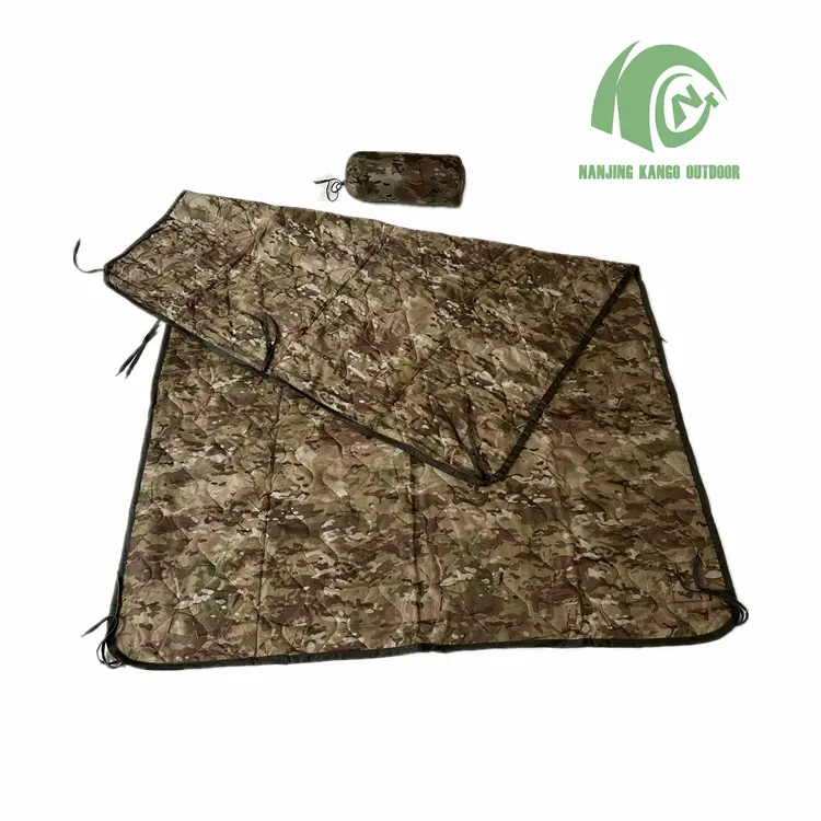 Kango Portable Rip Stop Polyester Poncho Liner Water resistant Woobie Blanket for Camping