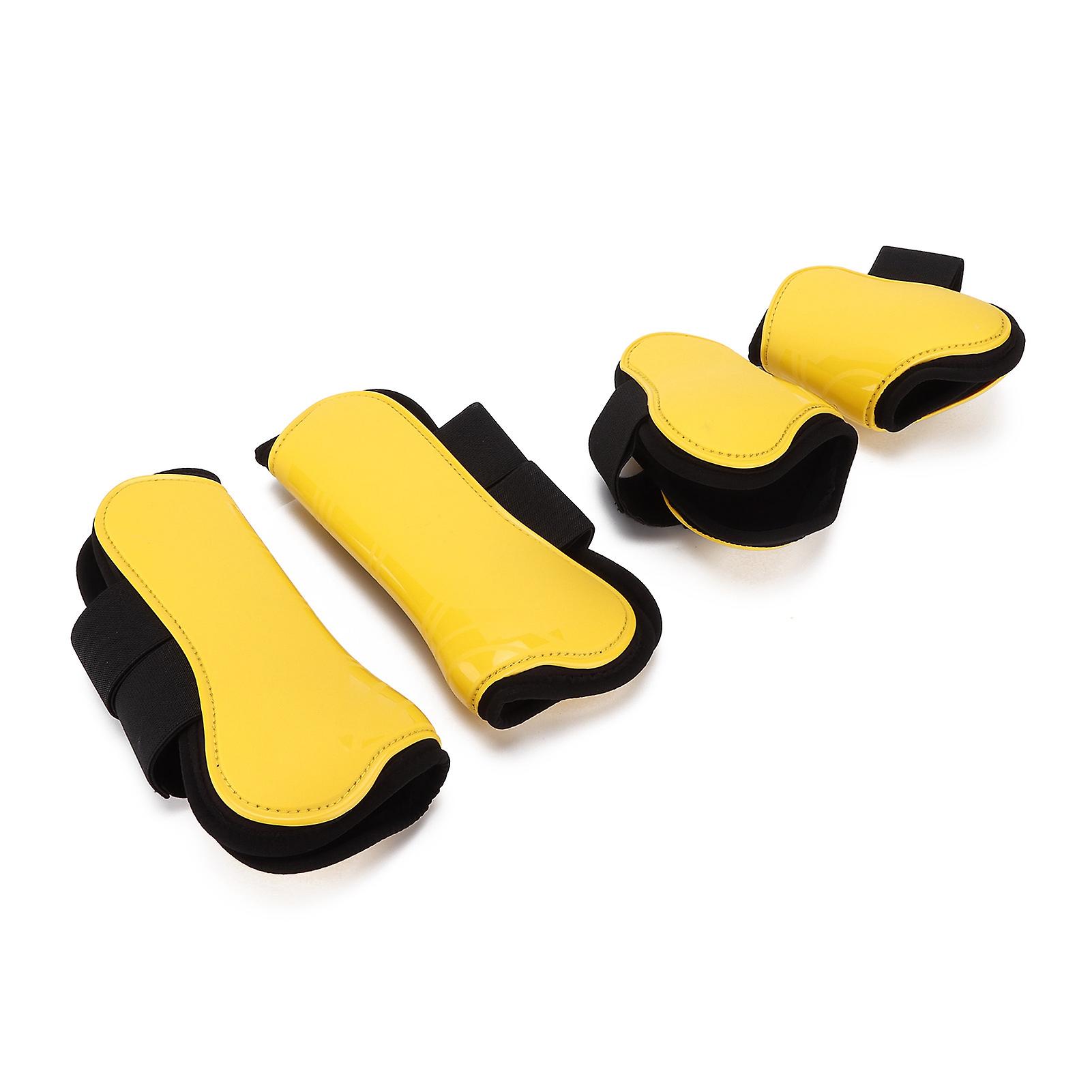 Horse Tendon Boots Set Of 4 Pu Shell Guard Boots For Riding Shock Absorbing Jumping Protectionyellow M