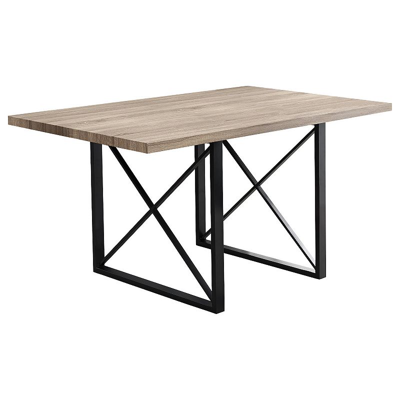 60 Black and Brown Contemporary Rectangular Dining Table