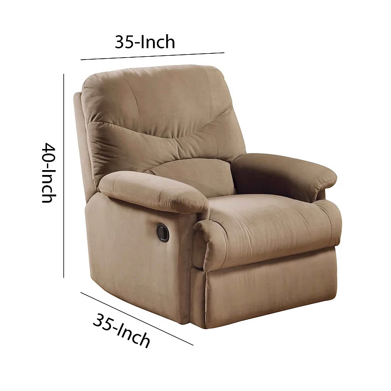 Deby 35 Inch Modern Motion Recliner Chair， Soft Microfiber Seat， Brown