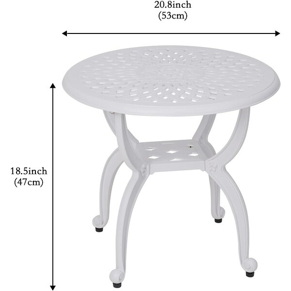 Outdoor Side Tables，Cast Aluminum Patio End Tables，AntiRust Coffee Table for Garden Patio Lawn