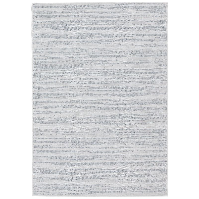 Sunnydaze Artistic Storms Outdoor Patio Area Rug in Iced Silver - 5 x 7 Foot