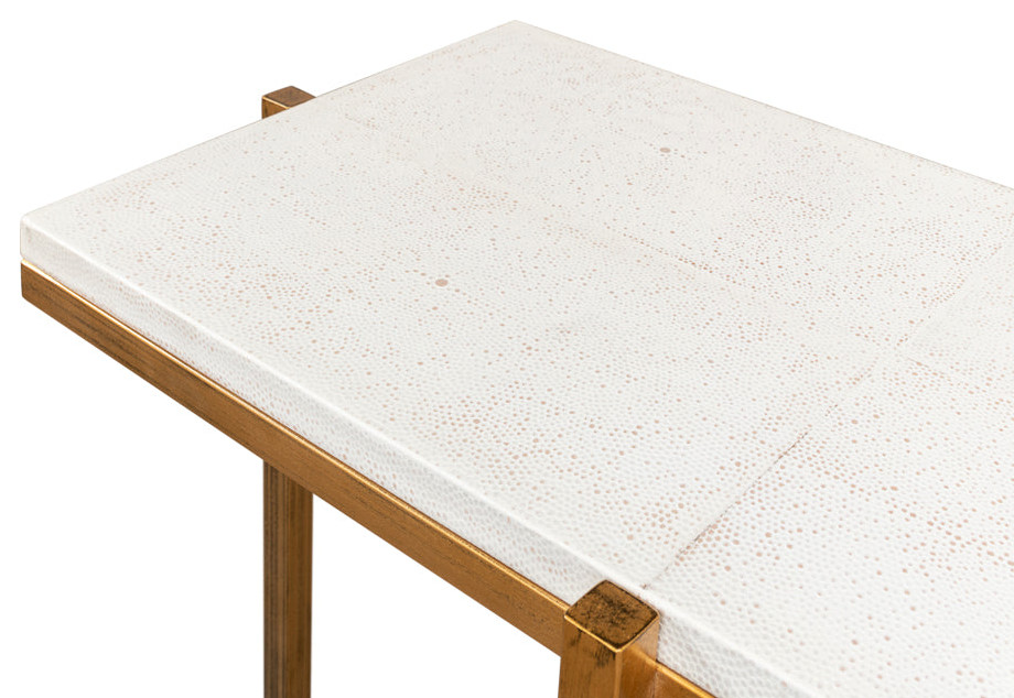 Shagreen Console Table Osprey White Leather   Contemporary   Console Tables   by Sideboards and Things  Houzz