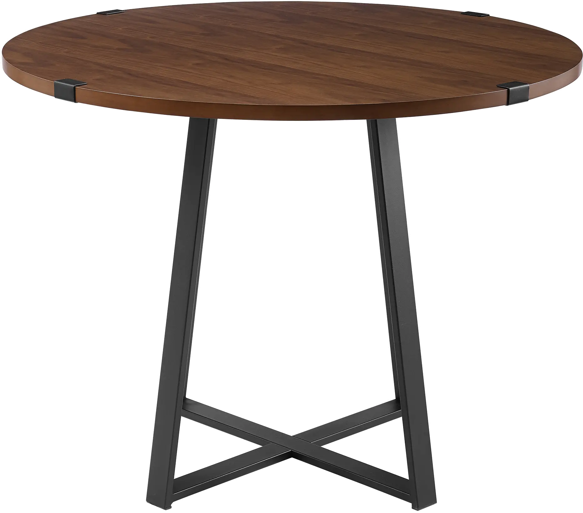 Metal Wrap Dark Walnut 40 Inch Round Dining Table - Walker Edison