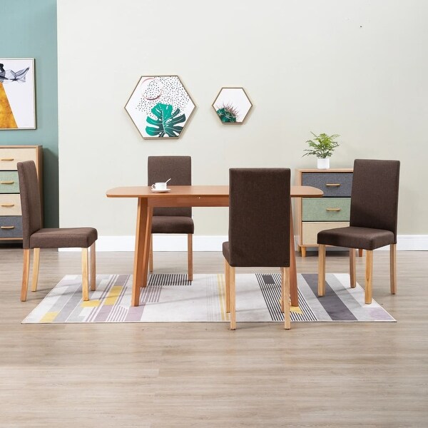 Dining Chairs 4 pcs Brown Fabric