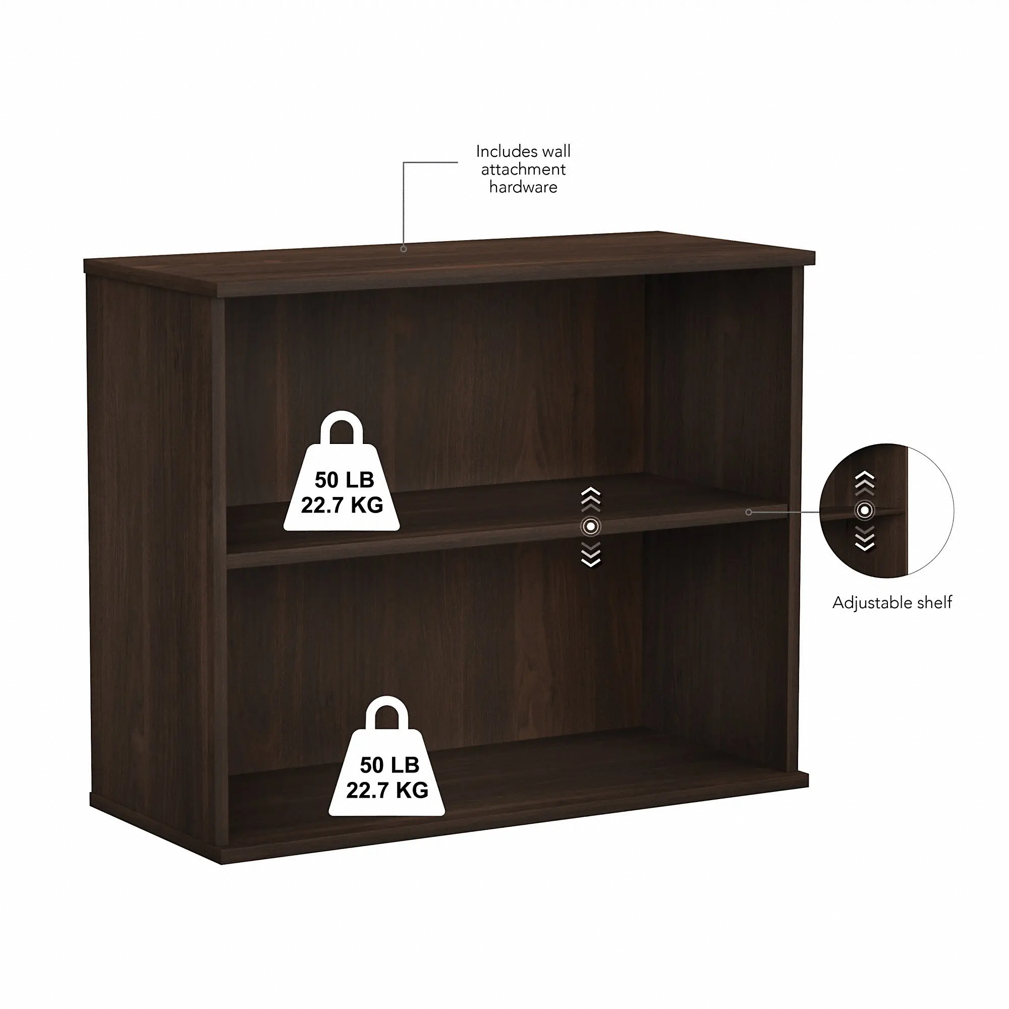 Bush Business Black Walnut Bookcase