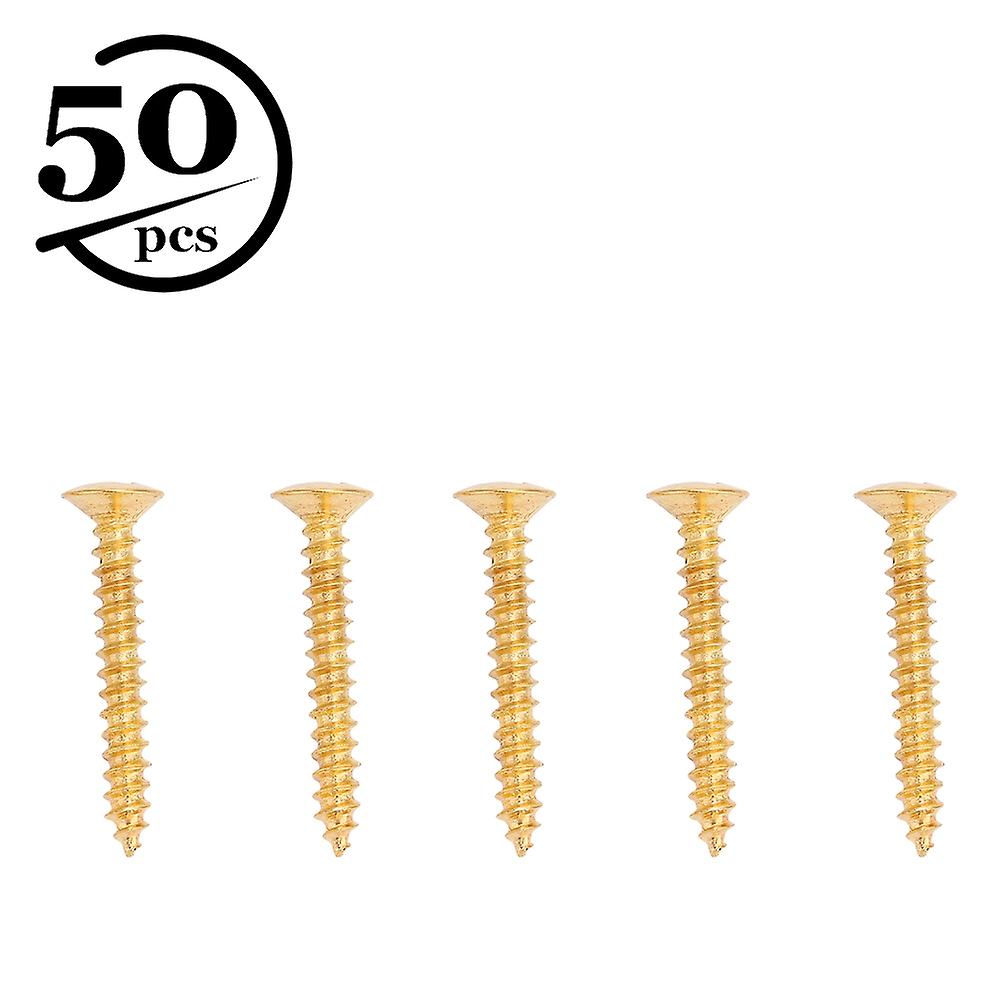 50Pcs Guitar Strap Buckle Screws Pickup Frame Surround Bridge Screw M3*22 (Golden)