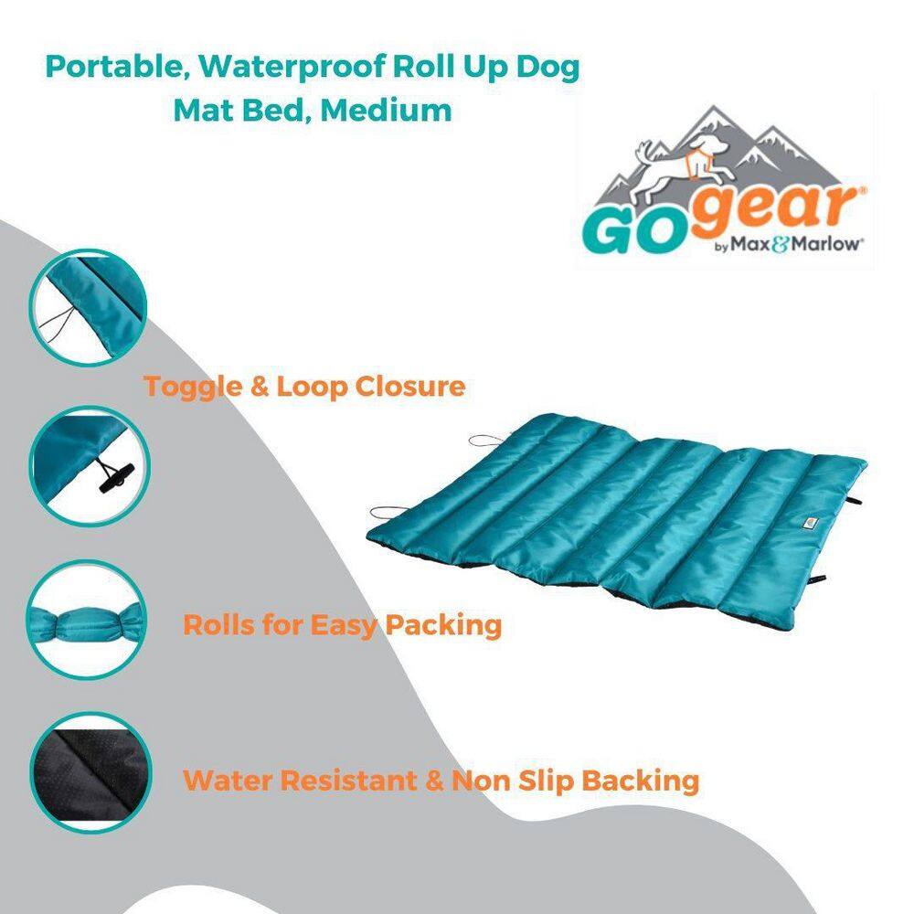 MAX & MARLOW Green Medium Bed Portable, Water Resistant Roll Up Dog Mat 00346