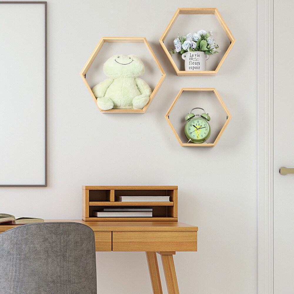 Wall Mounted Hexagon Floating Shelves