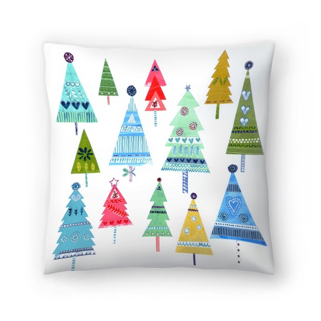 Americanflat Kids Botanical Christmas Trees Collage By Liz And Kate Pope Throw Pillow