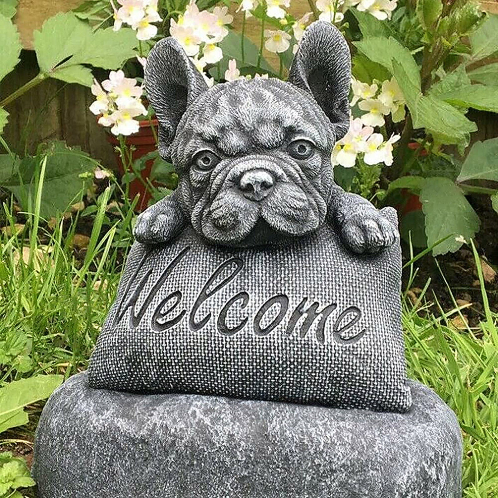 French Bulldog Statue Outdoor Garden Decor Resin Dog Sculpture Patio&Outdoor Decor