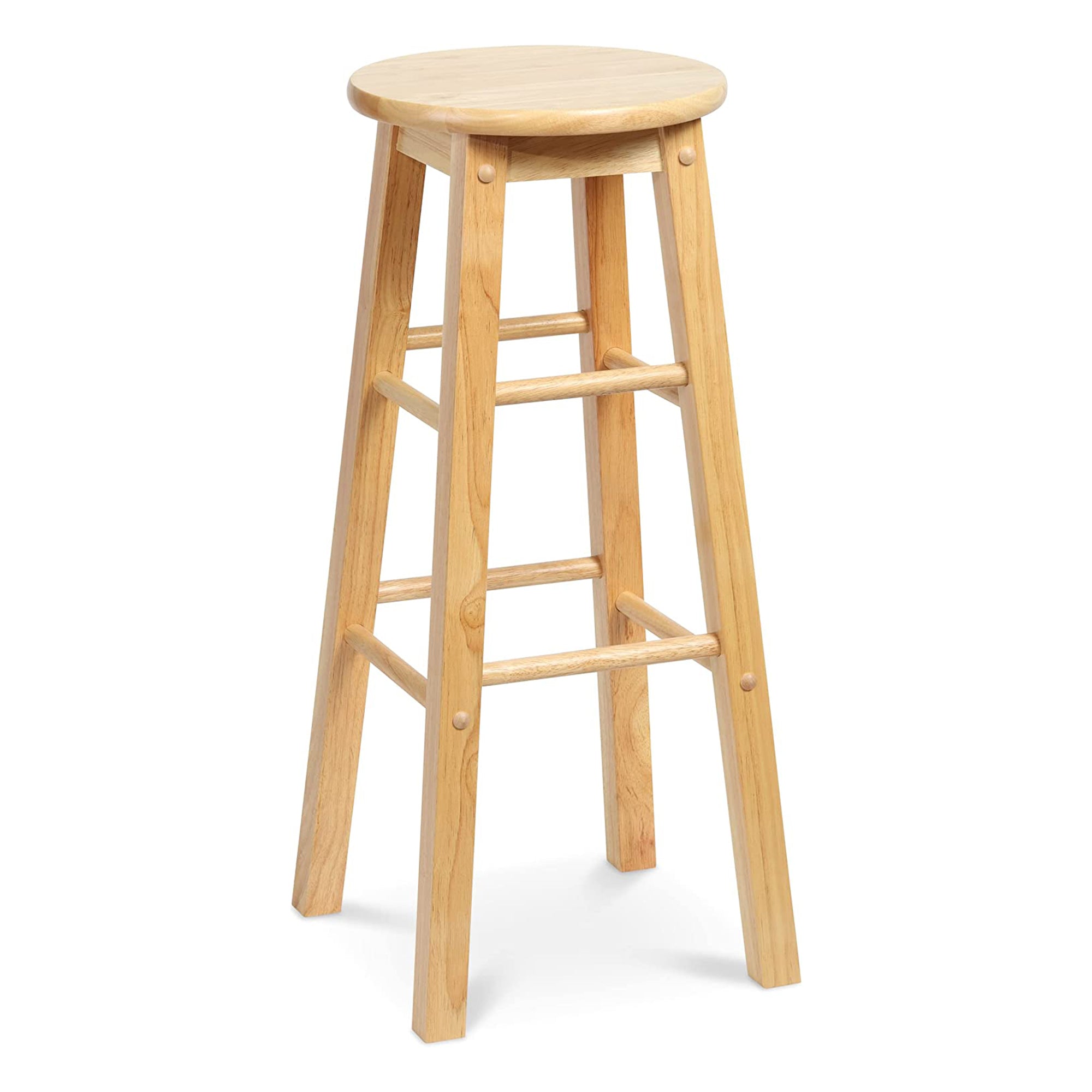 PJ Wood Classic Round-Seat 29 Inch Kitchen Bar Stools， Natural， Set of 2