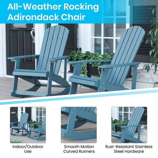 Adirondack Style Poly Resin Wood Rocking Chair for Indoor/Outdoor Use