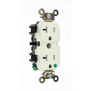 Leviton 20 Amp Hospital Grade Extra Heavy Duty Self Grounding Duplex Outlet White 8300-W